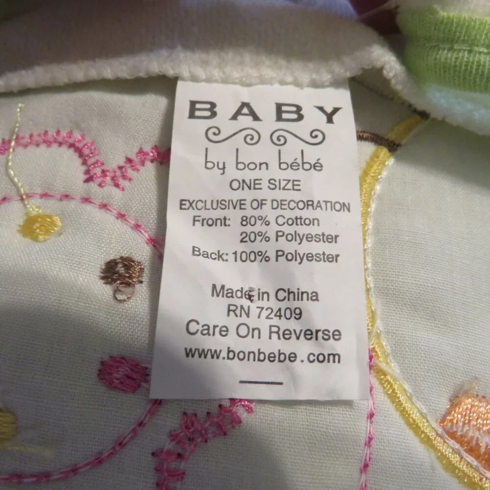 Baby Snail Terrycloth Bib by Bon Be'be'  hook & loop closure one size